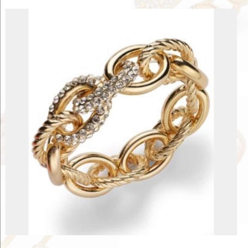 I.N.C. Golden Pavé Link Stretch Bracelet